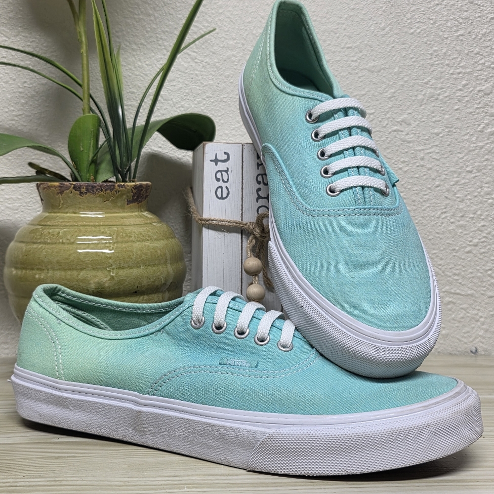 Vans Mint Teal Ombre Sneakers Gradient Green and Blue Size 8.5